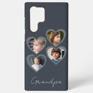 Coque Samsung Galaxy Grandpa Grey Hearts Grandchildren Photo Collage