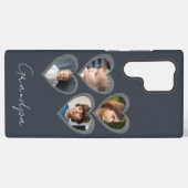Coque Samsung Galaxy Grandpa Grey Hearts Grandchildren Photo Collage (Verso Horizontal)