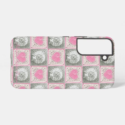 Coque Samsung Galaxy Granny Carré Quilt avec les coeurs et les moutons (Verso Horizontal)
