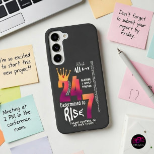 Coque Samsung Galaxy Graphique de slogan Black All Day 24/7 pour femmes