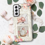 Coque Samsung Galaxy Gravé rose Aquarelle Girly Floral à deux photos<br><div class="desc">Un design féminin et très féminin avec modèle pour deux photos carrés centré sur une délicate bordure florale gravée avec deux bombes de coin de roses roses et pivoines sur arrière - plan ecru clair. Les graphiques floraux facultatifs peuvent être déplacés,  redimensionnés ou supprimés.</div>