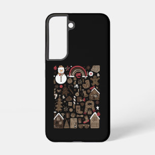 Coque Samsung Galaxy Gribouillis de Noël Fêtes Rétro Arbres Vintage
