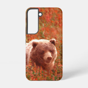 Coque Samsung Galaxy Grizzly Bear Cub dans Fireweed Peinture Art de la