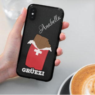 Coque Samsung Galaxy Grüezi - Chocolat Suisse Paillettes Noires