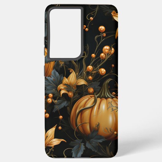 COQUE SAMSUNG GALAXY HALLOWEEN GOTHIQUE NOIR ET OR CITROUILLE (Verso)