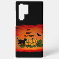 Halloween heureux, Chat noir, Chat et Citrouille