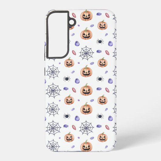 Coque Samsung Galaxy Halloween Pumpkin and Spider Web Pattern (Verso)