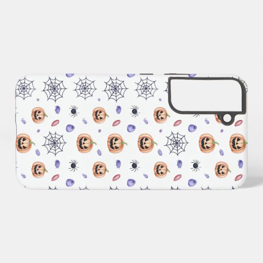 Coque Samsung Galaxy Halloween Pumpkin and Spider Web Pattern (Verso Horizontal)