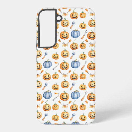 Coque Samsung Galaxy Halloween Pumpkins and Brooms Pattern (Verso)