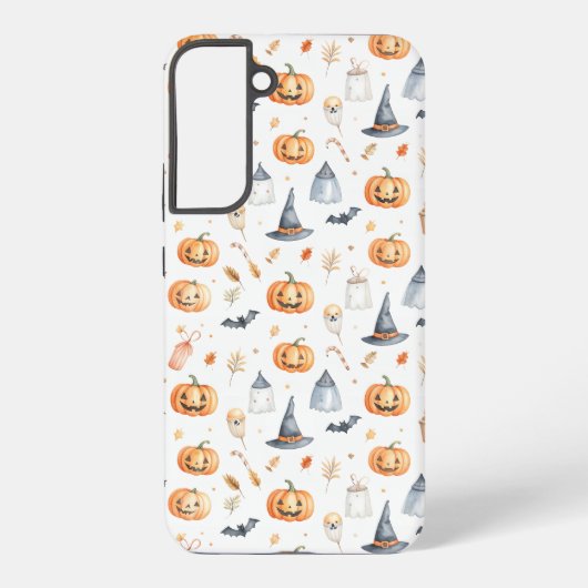 Coque Samsung Galaxy Halloween Pumpkins and Ghosts Pattern (Verso)