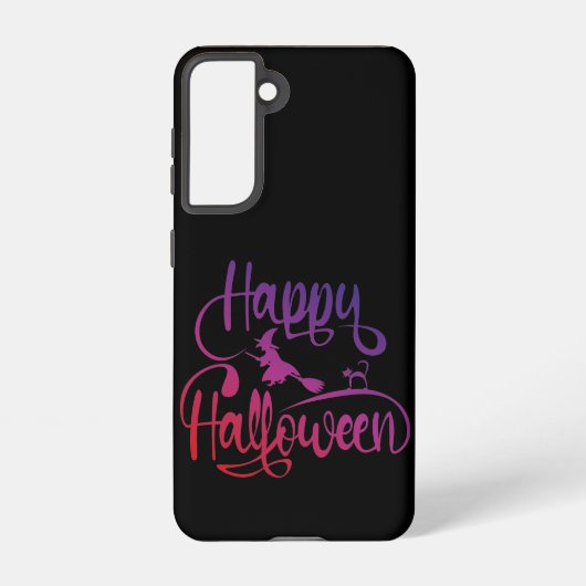 Coque Samsung Galaxy Happy Halloween dégradé volant sorcière chat (Verso)