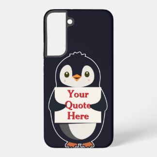 Coque Samsung Galaxy Happy penguin holding a sign to personalize