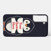 Coque Samsung Galaxy Happy penguin holding a sign to personalize (Verso Horizontal)