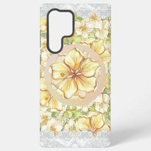 Coque Samsung Galaxy Hibiscus & dentelle JAUNE