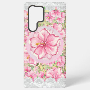 Coque Samsung Galaxy Hibiscus & dentelle PINK