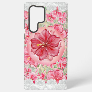 Coque Samsung Galaxy Hibiscus & dentelle ROUGE