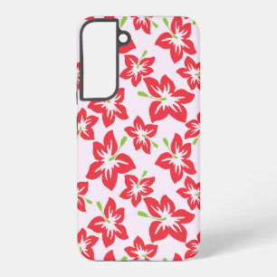 Coque Samsung Galaxy Hibiscus Rouge, Fleurs Rouges, Motif De Fleurs