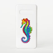 Coque Samsung Galaxy Hippocampe polygonal arc-en-ciel (Dos)