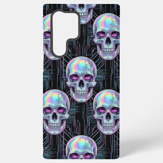 Coque Samsung Galaxy Holographic Cyber Skull Circuit Pattern Phone Case (Verso)