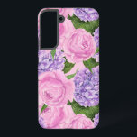 Coque Samsung Galaxy Hydrangea et motif de pivoine<br><div class="desc">Motif de pivoines et de fleurs d'hydrangée peintes d'aquarelles</div>