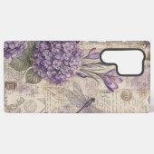 Coque Samsung Galaxy Hydrangea Violet Shabby Chic et Libellule (Verso Horizontal)