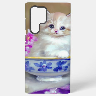 Coque Samsung Galaxy Illustration de chaton blanc vintage