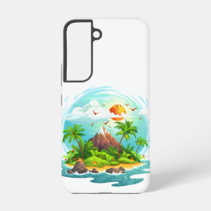 Coque Samsung Galaxy Illustration de l'île tropicale avec vue sur l'océ
