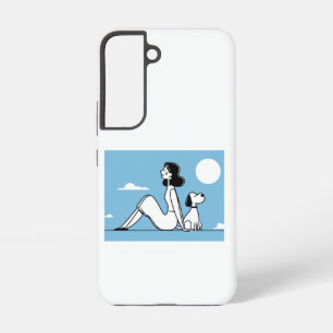 Coque Samsung Galaxy Illustration minimaliste d'une femme et d'un chien