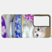 Coque Samsung Galaxy Illustration vintage de chaton blanc (Côté gauche)
