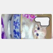 Coque Samsung Galaxy Illustration vintage de chaton blanc (Verso Horizontal)