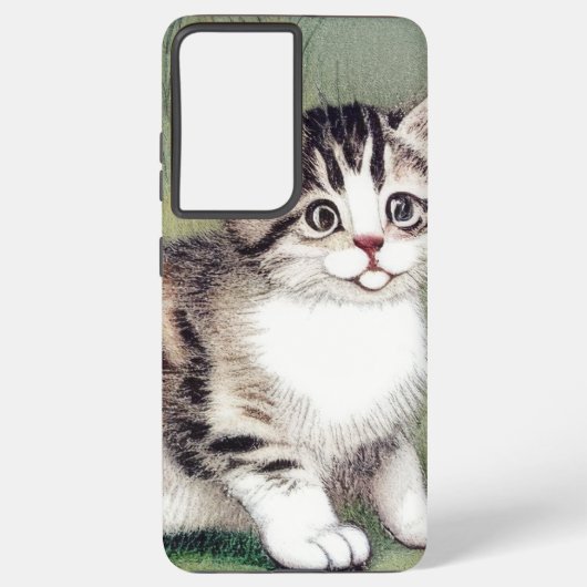 Coque Samsung Galaxy Illustration vintage de chaton rayé (Verso)
