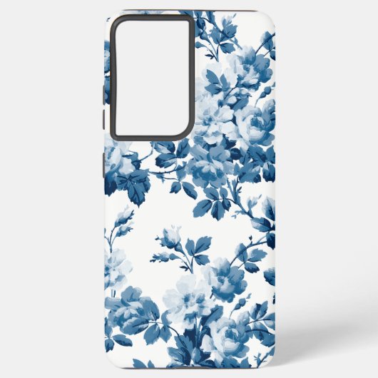 Coque Samsung Galaxy Impressionnant motif floral bleu (Verso)