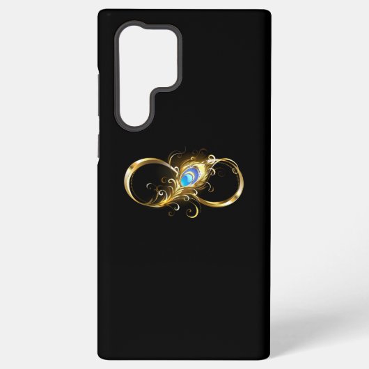 Coque Samsung Galaxy Infinité avec plume de paon doré (Verso)