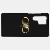 Coque Samsung Galaxy Infinité avec plume de paon doré (Verso Horizontal)