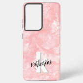 Coque Samsung Galaxy Initiales Monogramme Aquarelle Rose Chic Moderne (Verso)