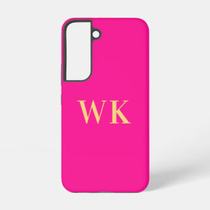 Coque Samsung Galaxy Initiales Monogramme Modernes Rose Chaud