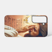 Coque Samsung Galaxy Inspirational Jesus Praying Gold Dove Religious (Verso Horizontal)