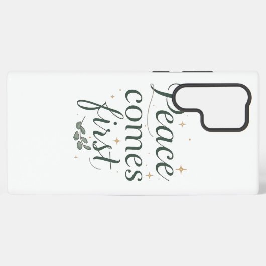 Coque Samsung Galaxy Inspirational "Peace Comes First" Quote (Verso Horizontal)