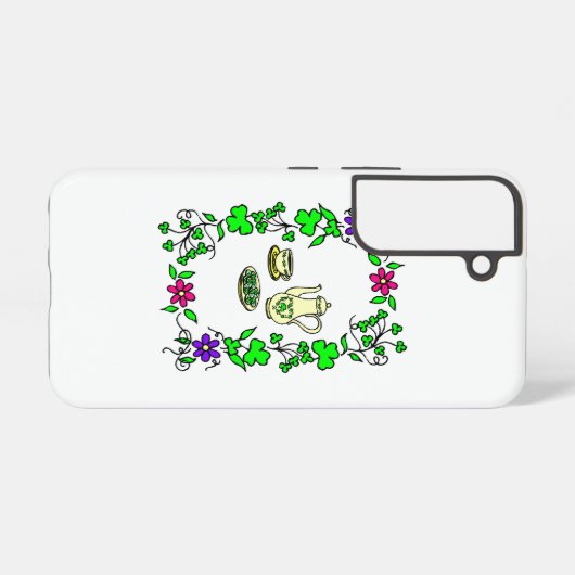 Coque Samsung Galaxy Irish Tea Set Theme St Patrick's Day (Verso Horizontal)