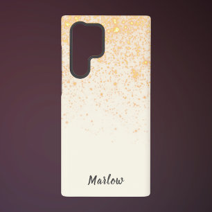 Coque Samsung Galaxy Ivoire élégant avec paillettes dorées