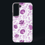 Coque Samsung Galaxy Jacobean Floral Grand Motif rose sur blanc<br><div class="desc">Style jacobéen motif de surface fleurie design en rose contrasté sur un arrière - plan blanc.</div>