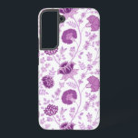 Coque Samsung Galaxy Jacobean Floral Grand Motif rose sur blanc<br><div class="desc">Style jacobéen motif de surface fleurie design en rose contrasté sur un arrière - plan blanc.</div>