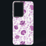 Coque Samsung Galaxy Jacobean Floral Grand Motif rose sur blanc<br><div class="desc">Style jacobéen motif de surface fleurie design en rose contrasté sur un arrière - plan blanc.</div>