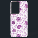 Coque Samsung Galaxy Jacobean Floral Grand Motif rose sur blanc<br><div class="desc">Style jacobéen motif de surface fleurie design en rose contrasté sur un arrière - plan blanc.</div>