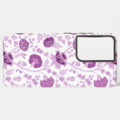 Coque Samsung Galaxy Jacobean Floral Grand Motif rose sur blanc (Verso Horizontal)