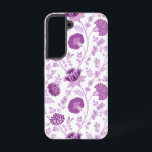 Coque Samsung Galaxy Jacobean Floral Grand Motif rose sur blanc<br><div class="desc">Style jacobéen motif de surface fleurie design en rose contrasté sur un arrière - plan blanc.</div>