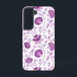 Coque Samsung Galaxy Jacobean Floral Grand Motif rose sur blanc<br><div class="desc">Style jacobéen motif de surface fleurie design en rose contrasté sur un arrière - plan blanc.</div>