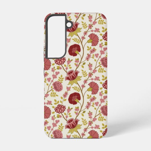 Coque Samsung Galaxy Jacobean Floral Pattern Rouge Rose Gold Crème (Verso)