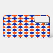 Coque Samsung Galaxy Jacquard orange et bleu diamant (Verso Horizontal)