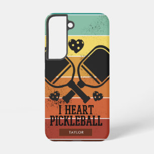 Coque Samsung Galaxy J'adore Pickleball Monogramme Nom Rayures Rétro